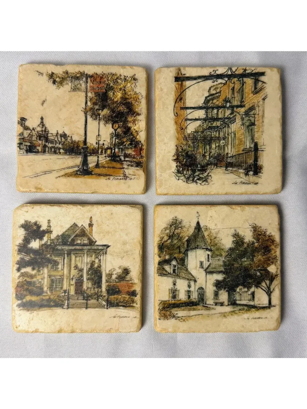 VTG Italian Marble Coasters Set/4 Studio Vertu Functional Art by Lev Kublanov